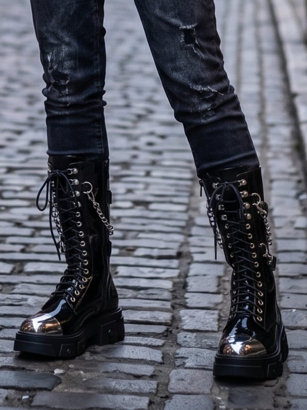 Disturbia Noise Patent Boots - 8 - With Box